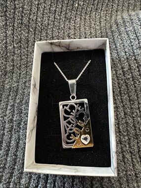 Sterling Silver Two-Tone Love Heart Pendant Necklace